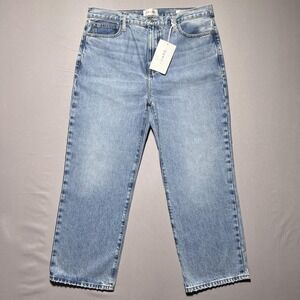Frame Le Jane Crop Divine Jeans Womens 30 Blue High Rise Straight Leg Light Wash